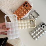 Niche Plated Monochrome Bubble Shell Case for iPhone 16/17 Pro Max/14/15 New Model