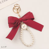 "Pretty Ribbon" Ribbon and pearl keychain