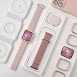 "Waterproof and magnetic" light-colored silicone band 