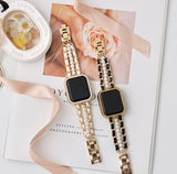 "Pearl and Tracks" Apple Watch Band with Freshwater Pearl 