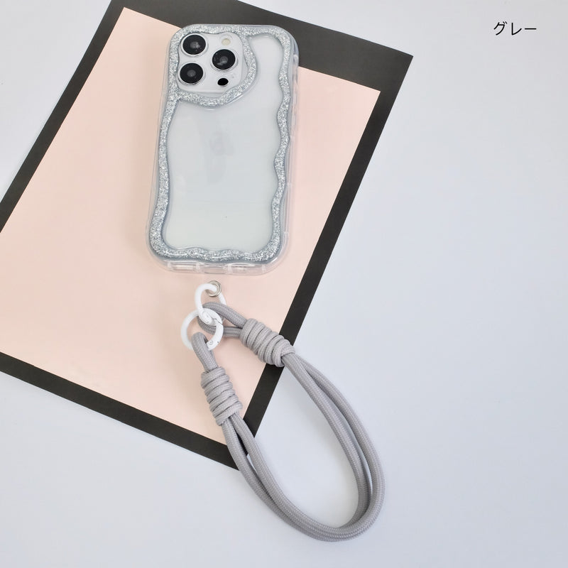 "Sparkling Wave Pattern" Macaron Color Smartphone Case with Short Strap
