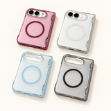 p00727 マットクリア マグネット付き iPhone Duoケース ライトブルー ホワイト レッド ブラック 全4色 商品メイン画像