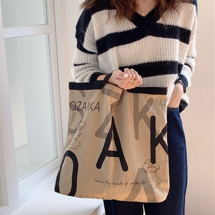 "Big Alphabet" English Letter Pattern Canvas Tote Bag