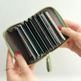 "Open and sort" compact leather wallet