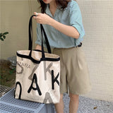 "Big Alphabet" English Letter Pattern Canvas Tote Bag