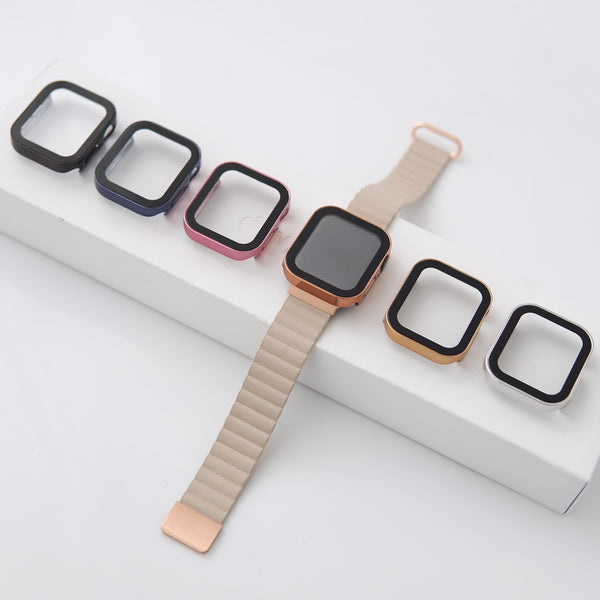 "Right-angle frame" tempered glass integrated full-body protective Apple Watch case