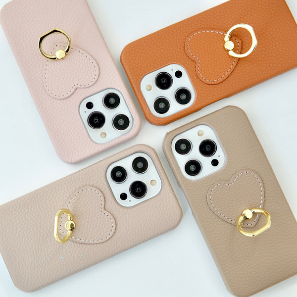 "Peek-a-boo Heart" Smartphone case with drop prevention ring