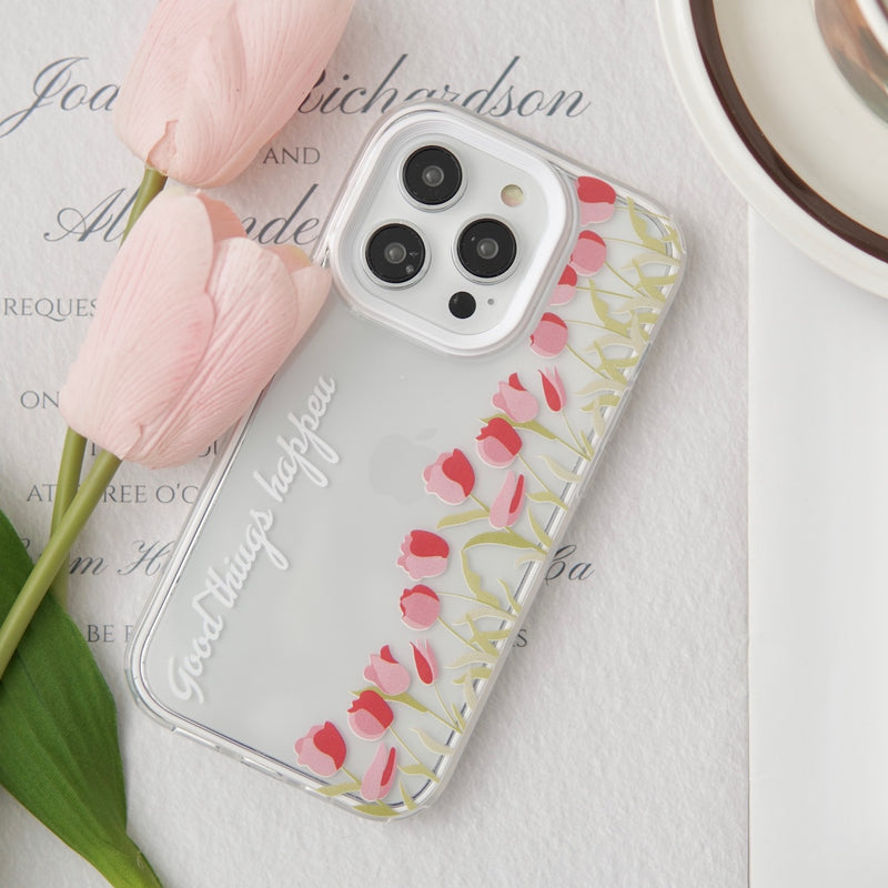 "Lined Up in Red" Tulip Pattern Smartphone Case