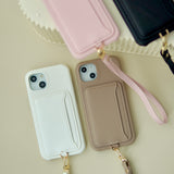 "Pocket in the hand" PU leather smartphone case with strap