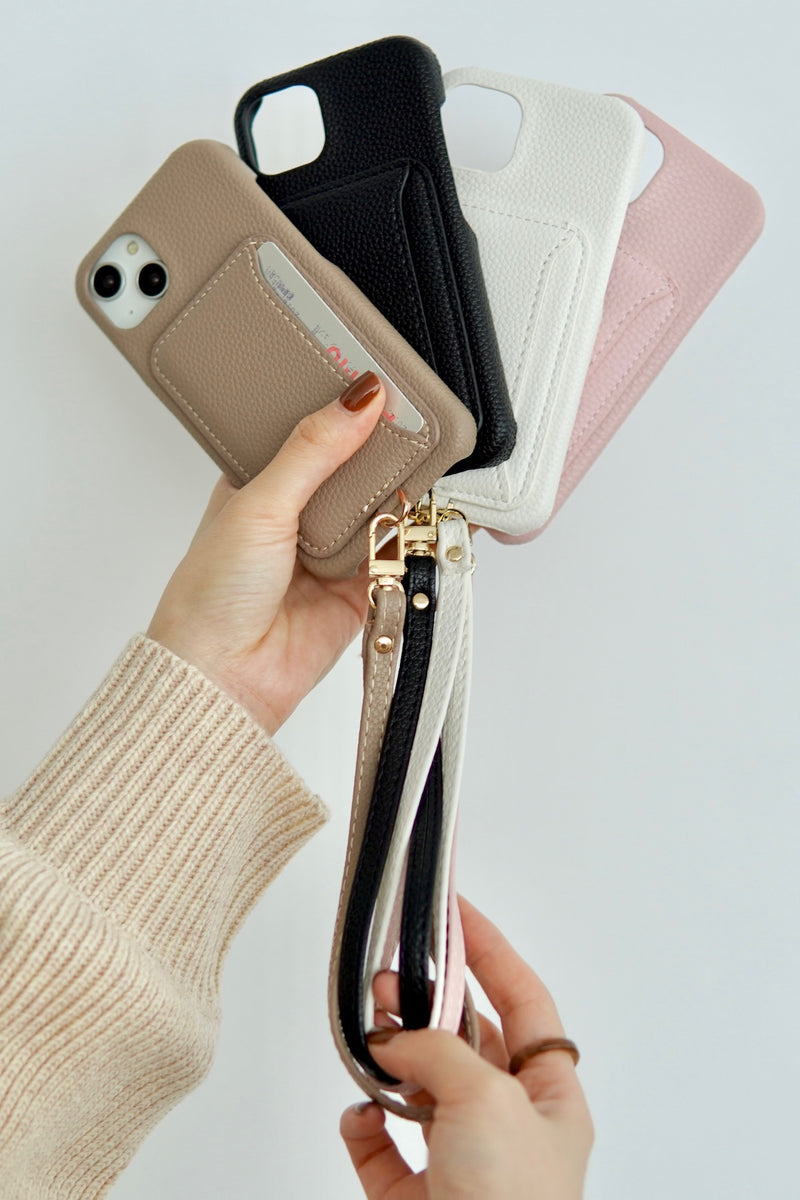 "Pocket in the hand" PU leather smartphone case with strap