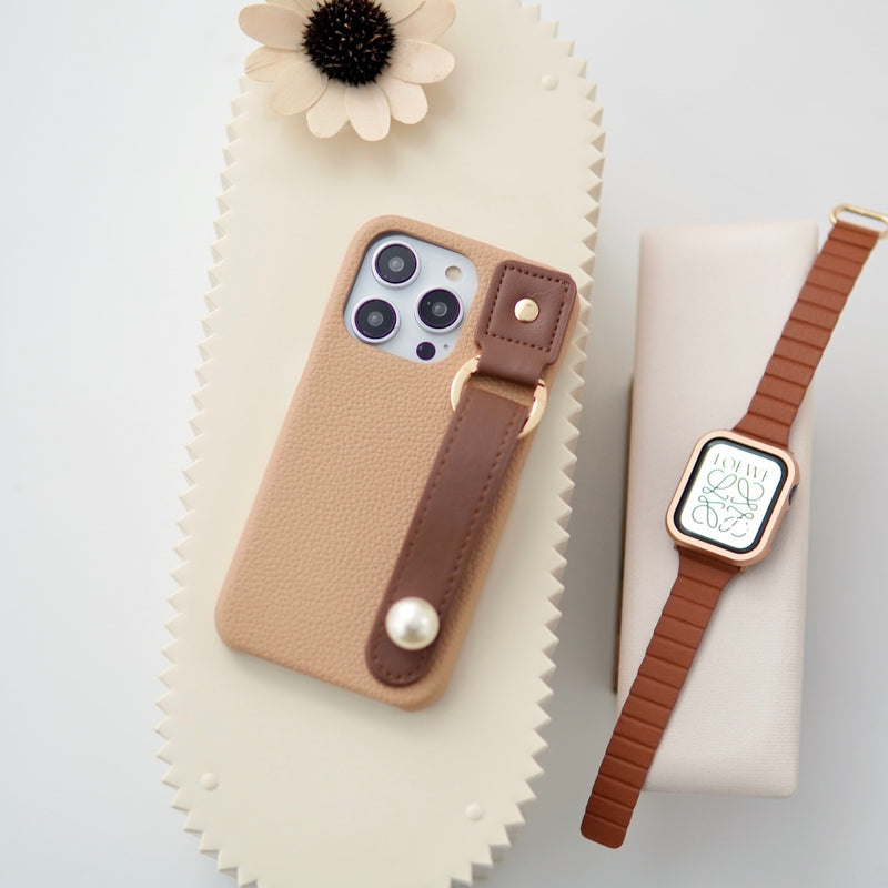 "Point Pearl" smartphone case with drop prevention belt