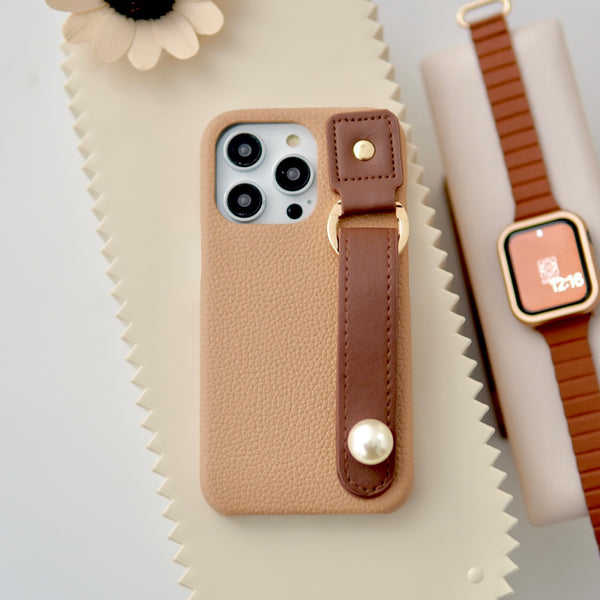 "Point Pearl" smartphone case with drop prevention belt