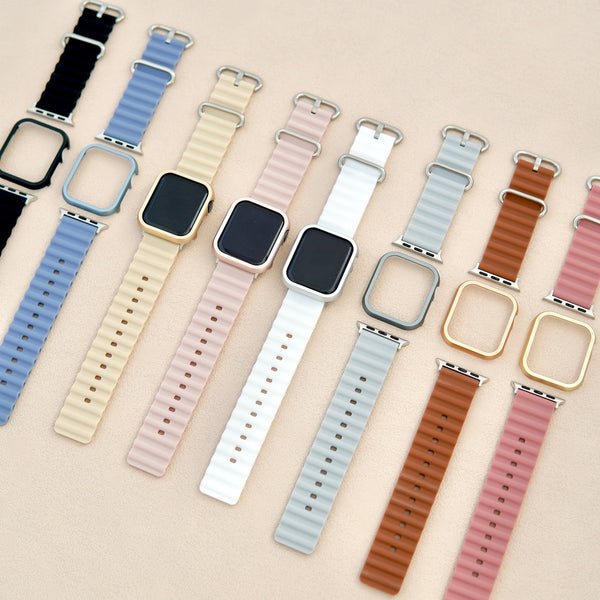 "Straw Stripe" Silicone Apple Watch Bands in 8 Colors 