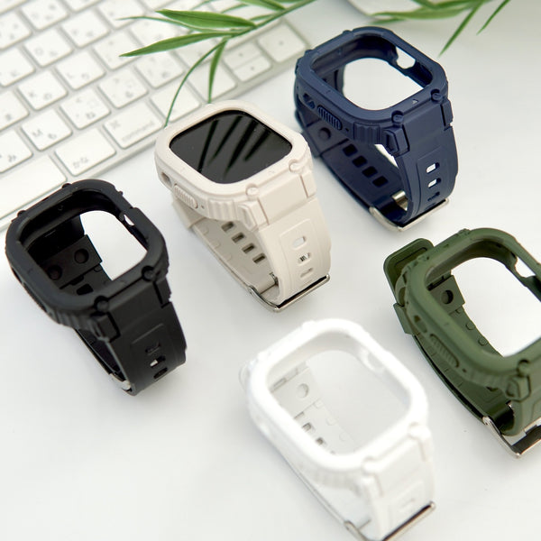 "Customize your own" Apple Watch band with integrated frame 