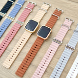 "Straw Stripe" Silicone Apple Watch Bands in 8 Colors 