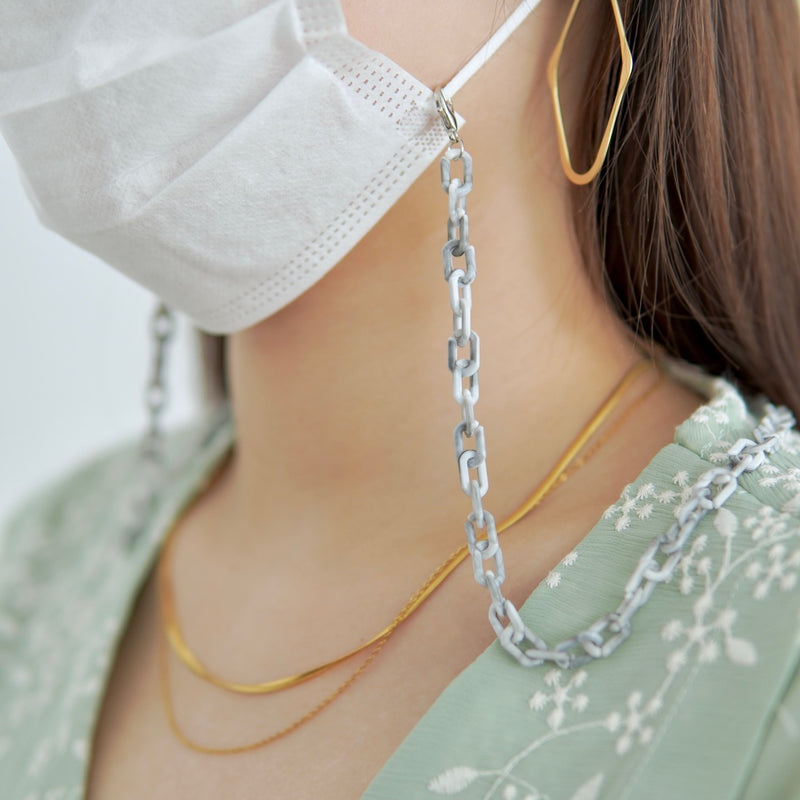 "Hands-free even when removed" mask and glasses chain