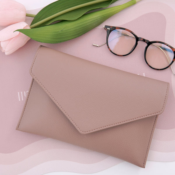 A letter-shaped clutch bag with a sophisticated look