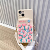 "Flower-filled" silicone smartphone shoulder strap