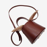 "Adult Rabbit Ears" Cowhide Drawstring Bucket Bag