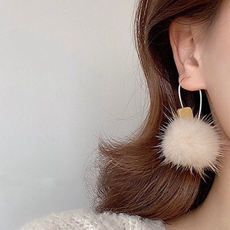 "Fairy Ball" Fur Ball Earrings