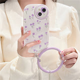 "Purple Magic" Floral smartphone case with drop prevention ring