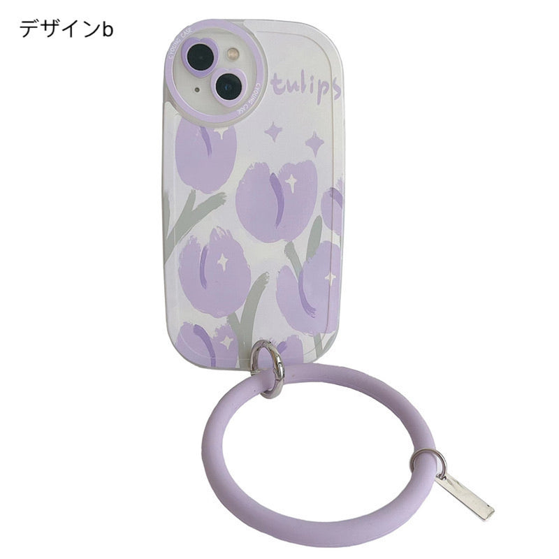 "Purple Magic" Floral smartphone case with drop prevention ring