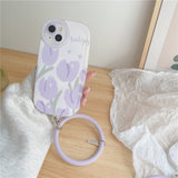 "Purple Magic" Floral smartphone case with drop prevention ring