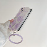 "Purple Magic" Floral smartphone case with drop prevention ring