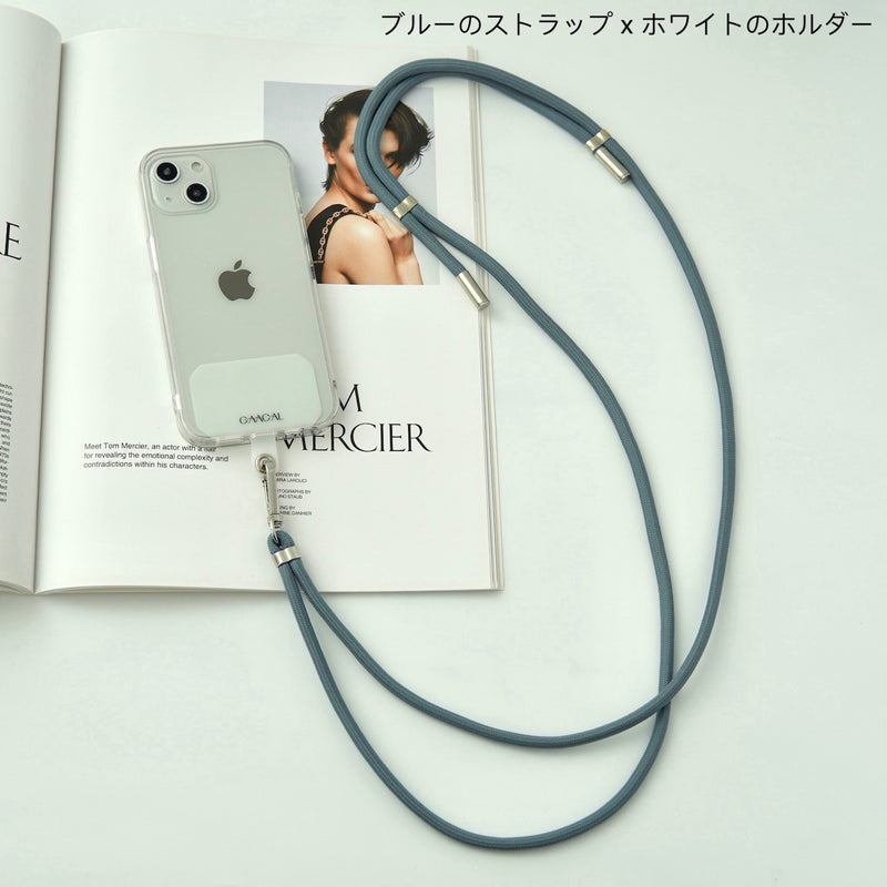 「フリーライン」6色選べるスマホショルダーロゴホルダー付き - gaacal gaacal ブルー gaacal スマホケース 「フリーライン」6色選べるスマホショルダーロゴホルダー付き